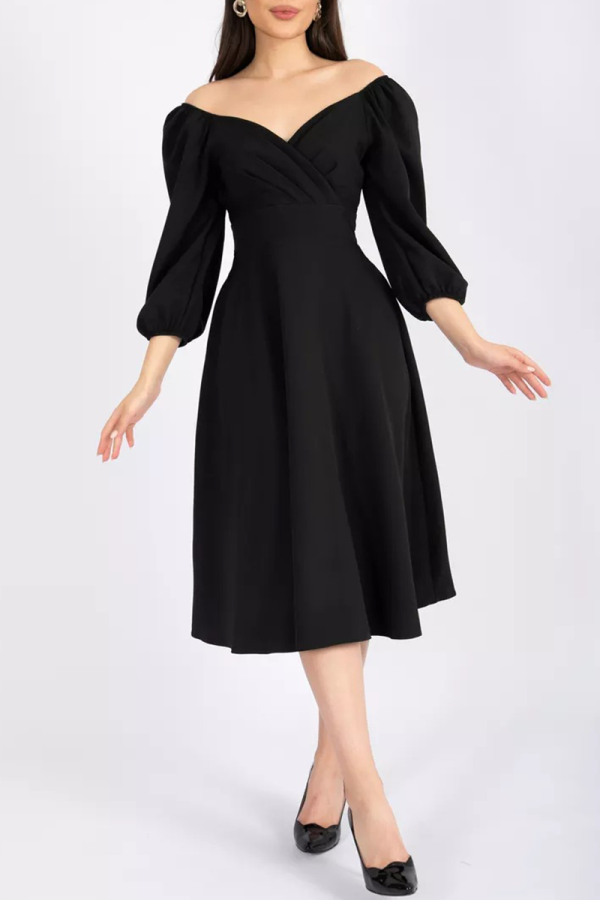 Celebrities Elegant Solid V Neck Princess Dresses