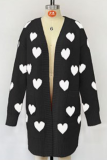 Casual Geometric Pocket Weave Cardigan Collar Outerwear