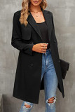 British Style Elegant Solid Buttons Turndown Collar Outerwear