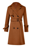 British Style Elegant Solid Buttons Turndown Collar Outerwear