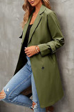 British Style Elegant Solid Buttons Turndown Collar Outerwear
