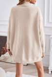 Casual Simplicity Solid Slit Turtleneck Tops