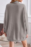 Casual Simplicity Solid Slit Turtleneck Tops