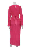 Elegant Solid Pocket Fold O Neck A Line Dresses