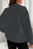 Casual Solid Zipper Turndown Collar Tops