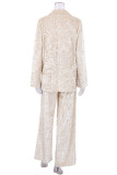 Casual Simplicity Solid Turndown Collar Long Sleeve Two Pieces