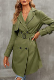 British Style Elegant Solid Buttons Turndown Collar Outerwear