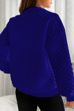 Casual Solid Zipper Turndown Collar Tops