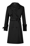 British Style Elegant Solid Buttons Turndown Collar Outerwear