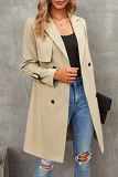 British Style Elegant Solid Buttons Turndown Collar Outerwear