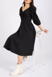 Celebrities Elegant Solid V Neck Princess Dresses