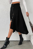 Elegant Solid Buttons Asymmetrical Loose High Waist Type A Solid Color Bottoms
