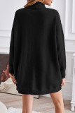Casual Simplicity Solid Slit Turtleneck Tops