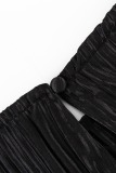 Elegant Solid Pocket Fold O Neck A Line Dresses