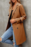 British Style Elegant Solid Buttons Turndown Collar Outerwear