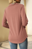 Casual Simplicity Solid Turndown Collar Tops