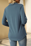 Casual Simplicity Solid Turndown Collar Tops