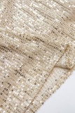 Sexy Solid Sequins Sequined Loose High Waist Straight Solid Color Bottoms