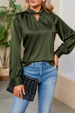 Elegant Solid V Neck Tops