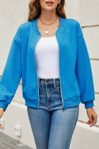 Casual Solid Zipper O Neck Outerwear