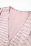 British Style Elegant Striped Buttons Turndown Collar Tops