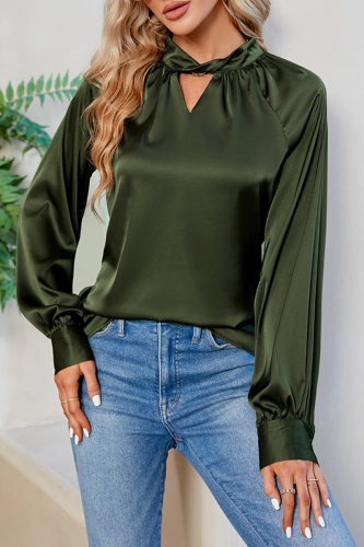 Elegant Solid V Neck Tops