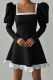 Celebrities Elegant Solid Flounce Square Collar Princess Dresses