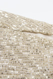 Sexy Solid Sequins Sequined Loose High Waist Straight Solid Color Bottoms