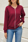 Casual Solid Zipper O Neck Outerwear