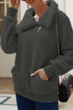 Casual Simplicity Solid Pocket Zipper Turndown Collar Tops