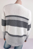 Casual Color Block Contrast V Neck Outerwear