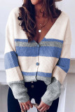 Casual Color Block Contrast V Neck Outerwear