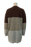 Casual Color Block Contrast Cardigan Collar Outerwear