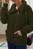 Casual Simplicity Solid Pocket Zipper Turndown Collar Tops