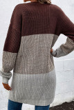 Casual Color Block Contrast Cardigan Collar Outerwear