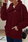 Casual Simplicity Solid Pocket Zipper Turndown Collar Tops