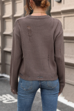 Casual Solid Hollowed Out O Neck Tops