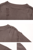 Casual Solid Hollowed Out O Neck Tops