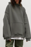 Casual Street Solid Pocket Hooded Collar Tops
