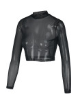 Sexy Solid See-through Turtleneck Tops