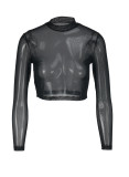 Sexy Solid See-through Turtleneck Tops