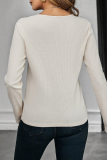 Casual Simplicity Solid Hollowed Out V Neck Tops
