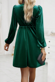 Elegant Solid Fold Square Collar A Line Dresses