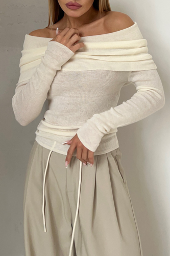 Sexy Solid Off the Shoulder Tops