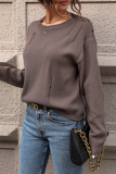 Casual Solid Hollowed Out O Neck Tops