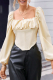 Elegant Solid Asymmetrical Square Collar Tops
