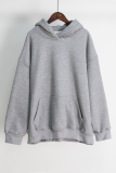 Casual Street Solid Pocket Hooded Collar Tops