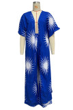 Casual Geometric Printing Cardigan Collar Half Sleeve Two Pieces