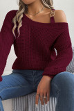 Casual Solid Metal Accessories Decoration Oblique Collar Tops