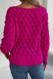 Casual Solid Hollowed Out Oblique Collar Tops